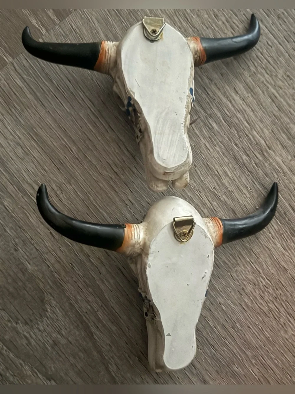Set of 2 Southwestern Longhorn Skull Wall Hooks | Rustic Western Boho Decor